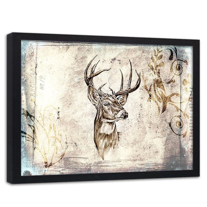 Glezna melnā rāmī - Deer Portrait  Home Trends