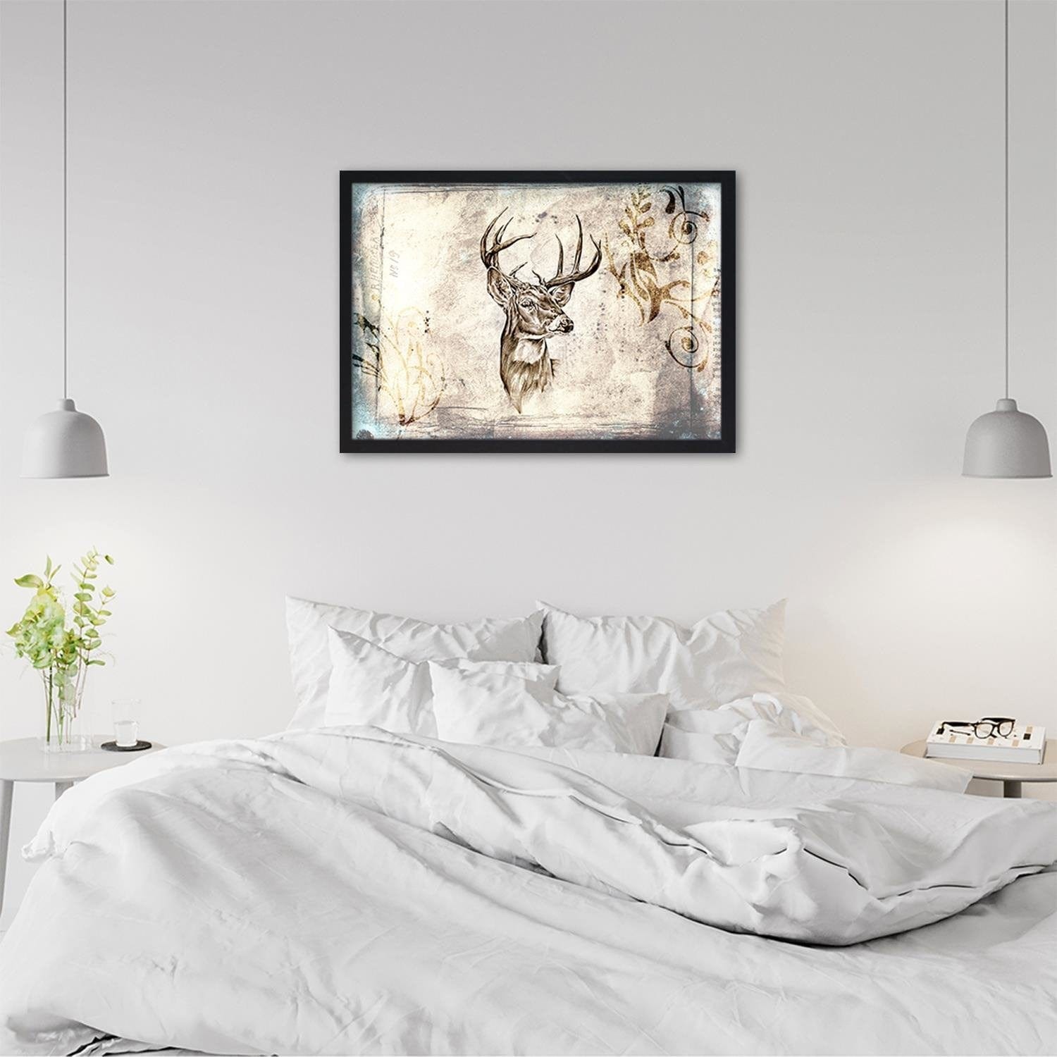 Glezna melnā rāmī - Deer Portrait  Home Trends