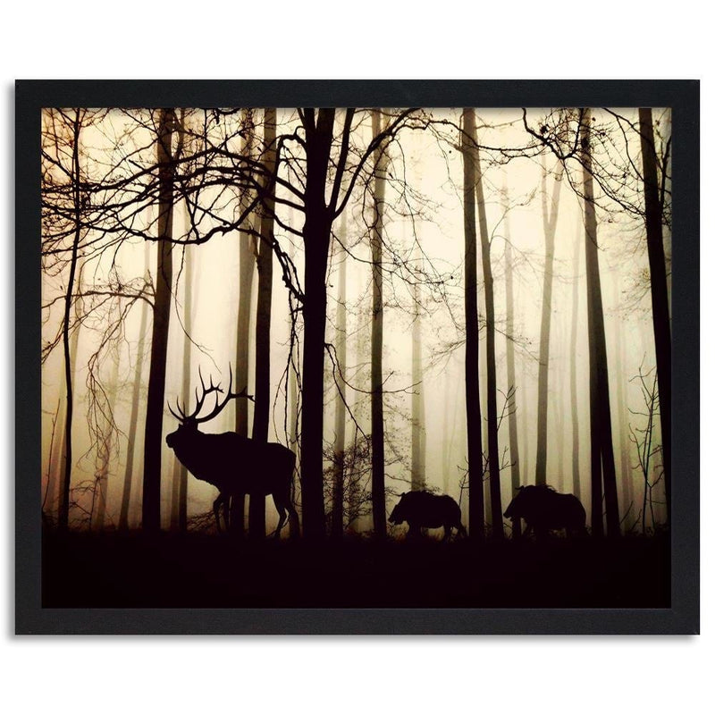 Glezna melnā rāmī - Deers In The Forest  Home Trends