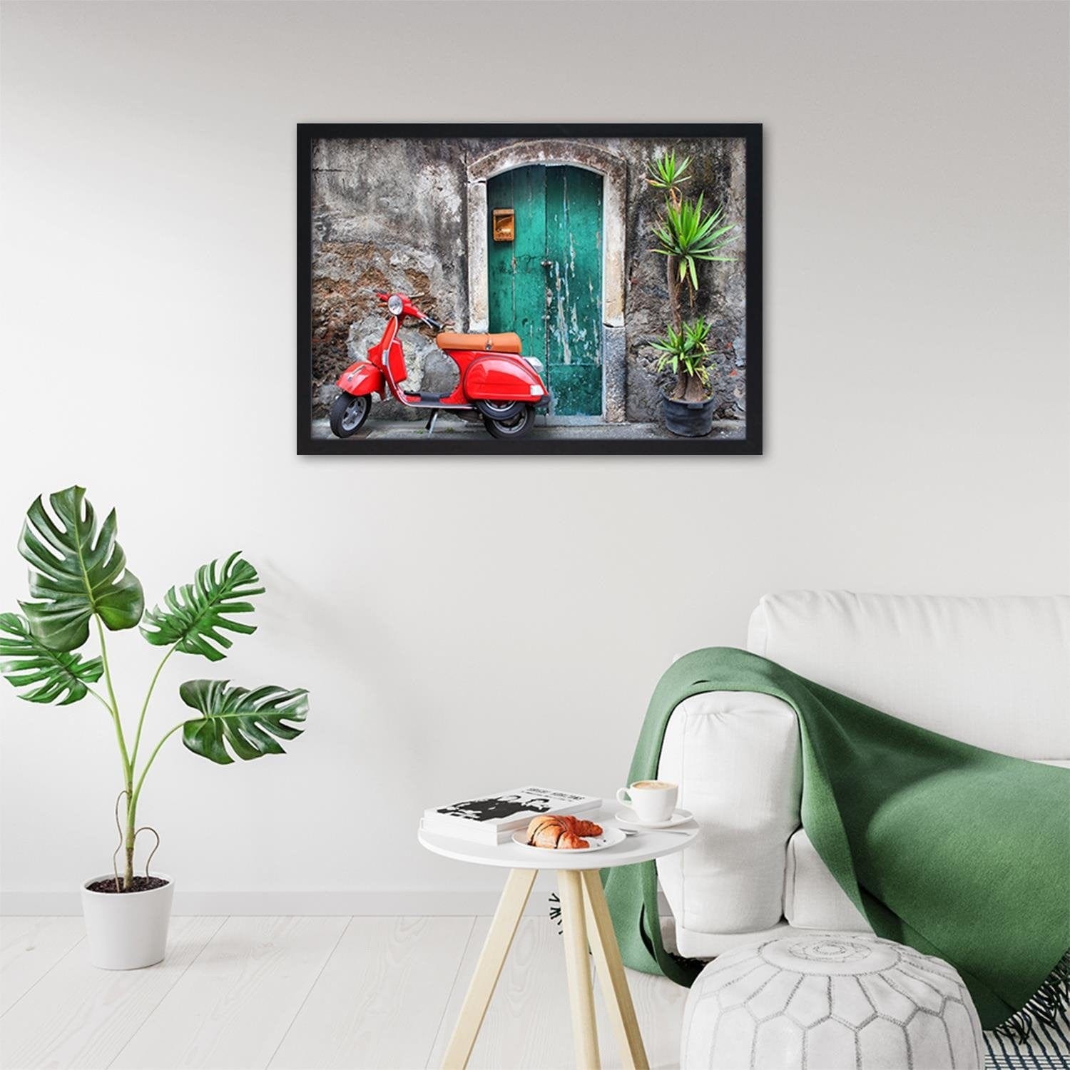 Glezna melnā rāmī - Doors And Red Scooter  Home Trends