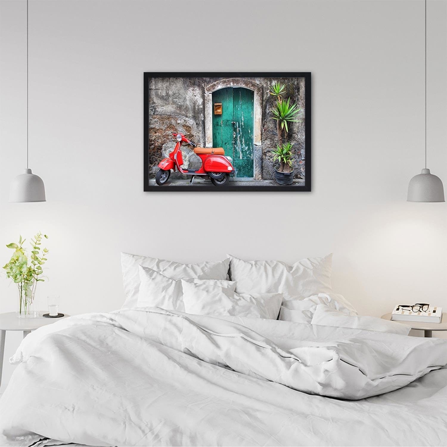 Glezna melnā rāmī - Doors And Red Scooter  Home Trends