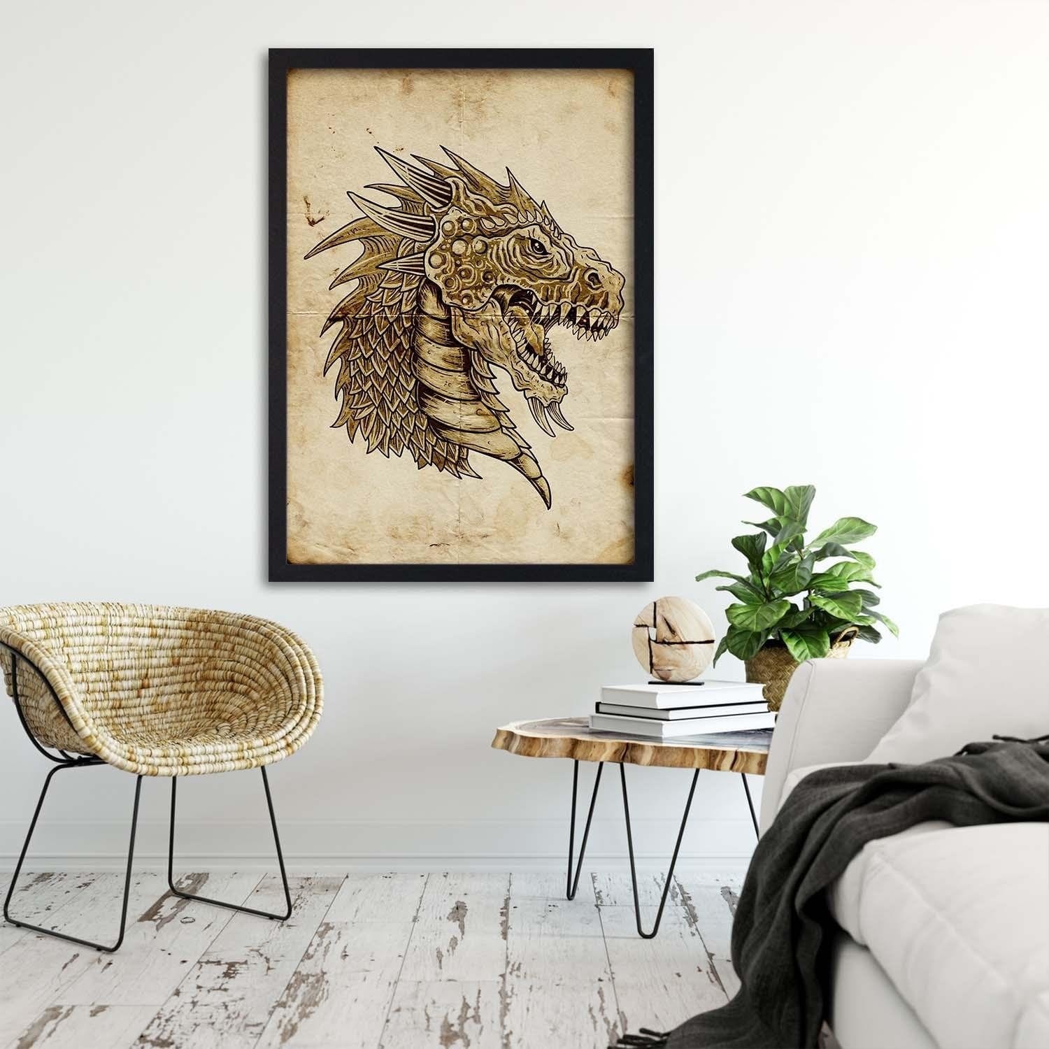 Glezna melnā rāmī - Dragons Head  Home Trends