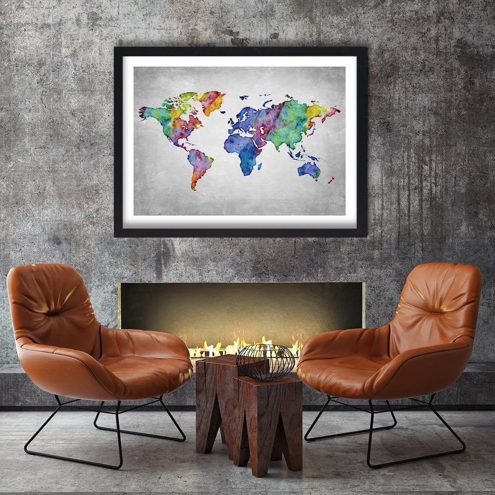 Glezna melnā rāmī - Ed World Map  Home Trends