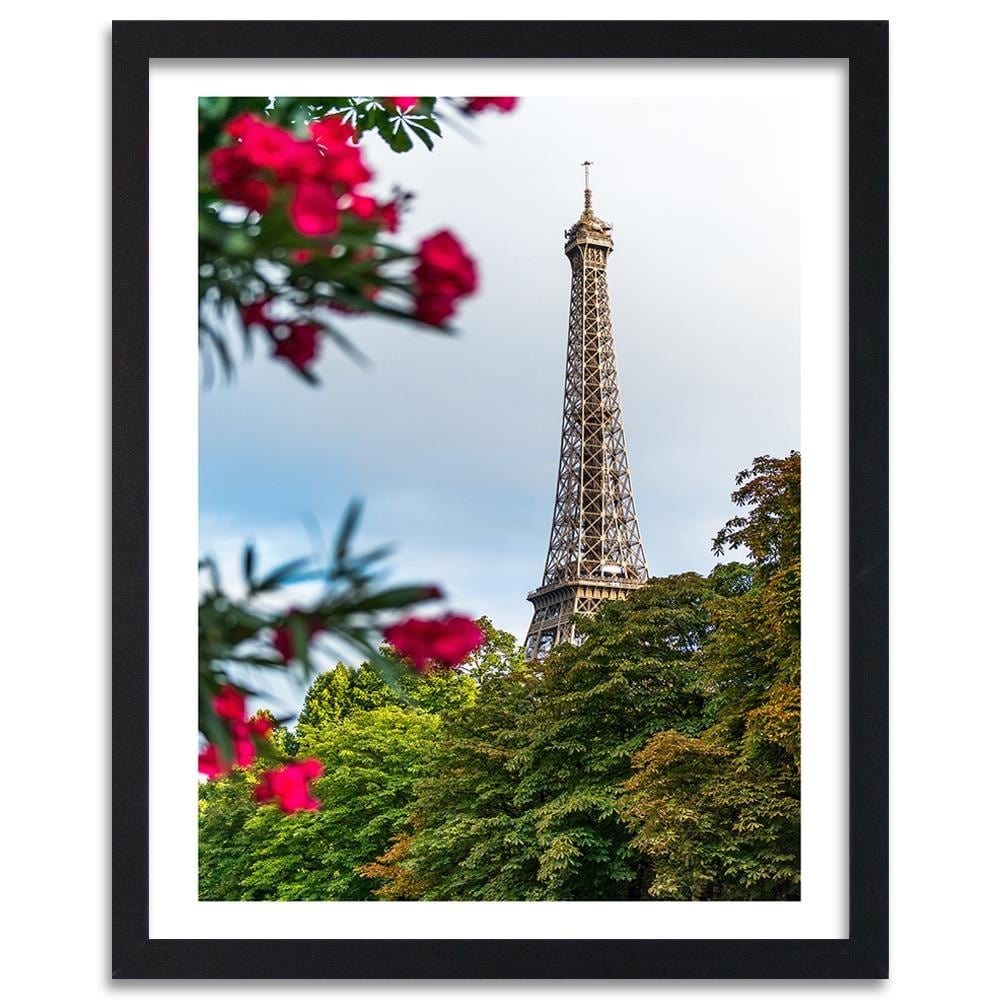 Glezna melnā rāmī - Eiffel Tower And Flower  Home Trends