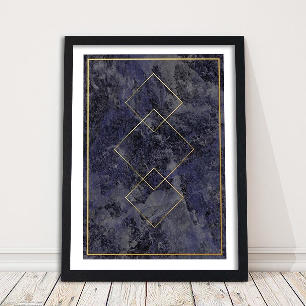 Glezna melnā rāmī - Gold Squares  Home Trends
