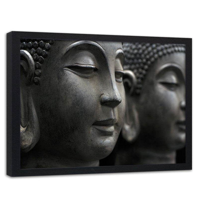 Glezna melnā rāmī - Gray Buddha Statue  Home Trends