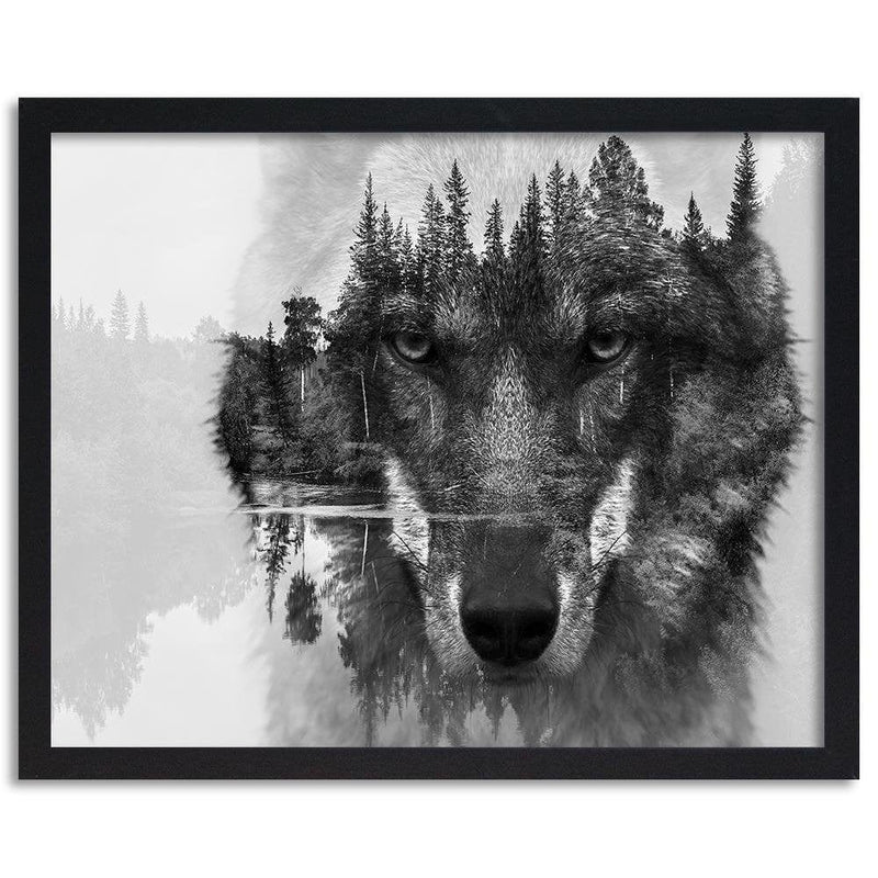 Glezna melnā rāmī - Gray Wolf  Home Trends