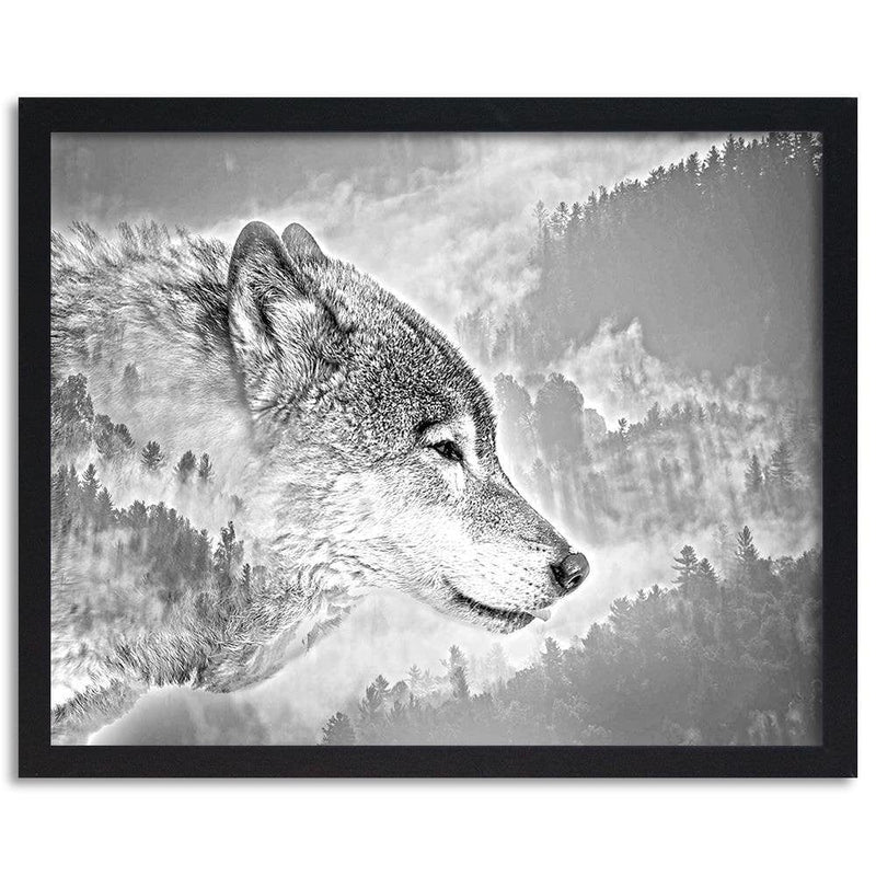 Glezna melnā rāmī - Gray Wolf  Home Trends