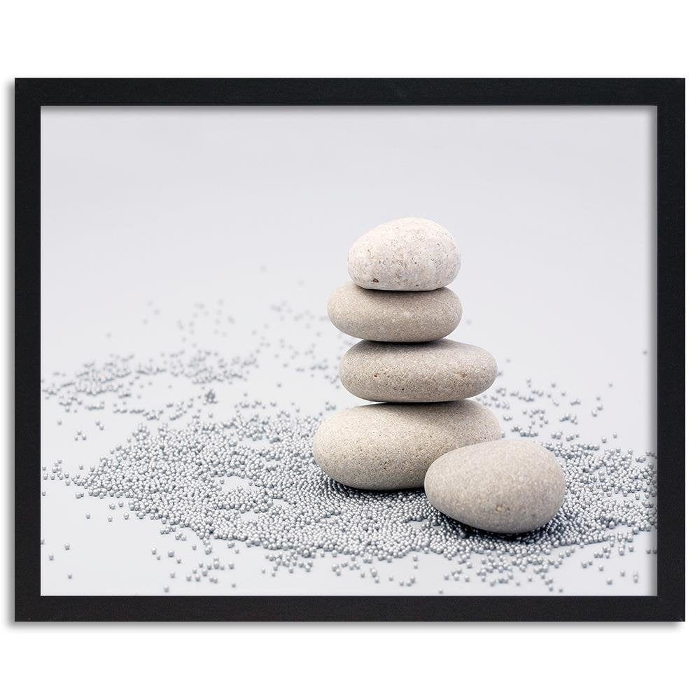 Glezna melnā rāmī - Gray Zen Stones  Home Trends