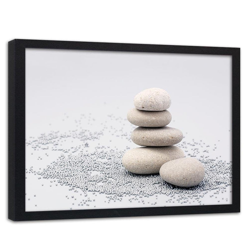 Glezna melnā rāmī - Gray Zen Stones  Home Trends