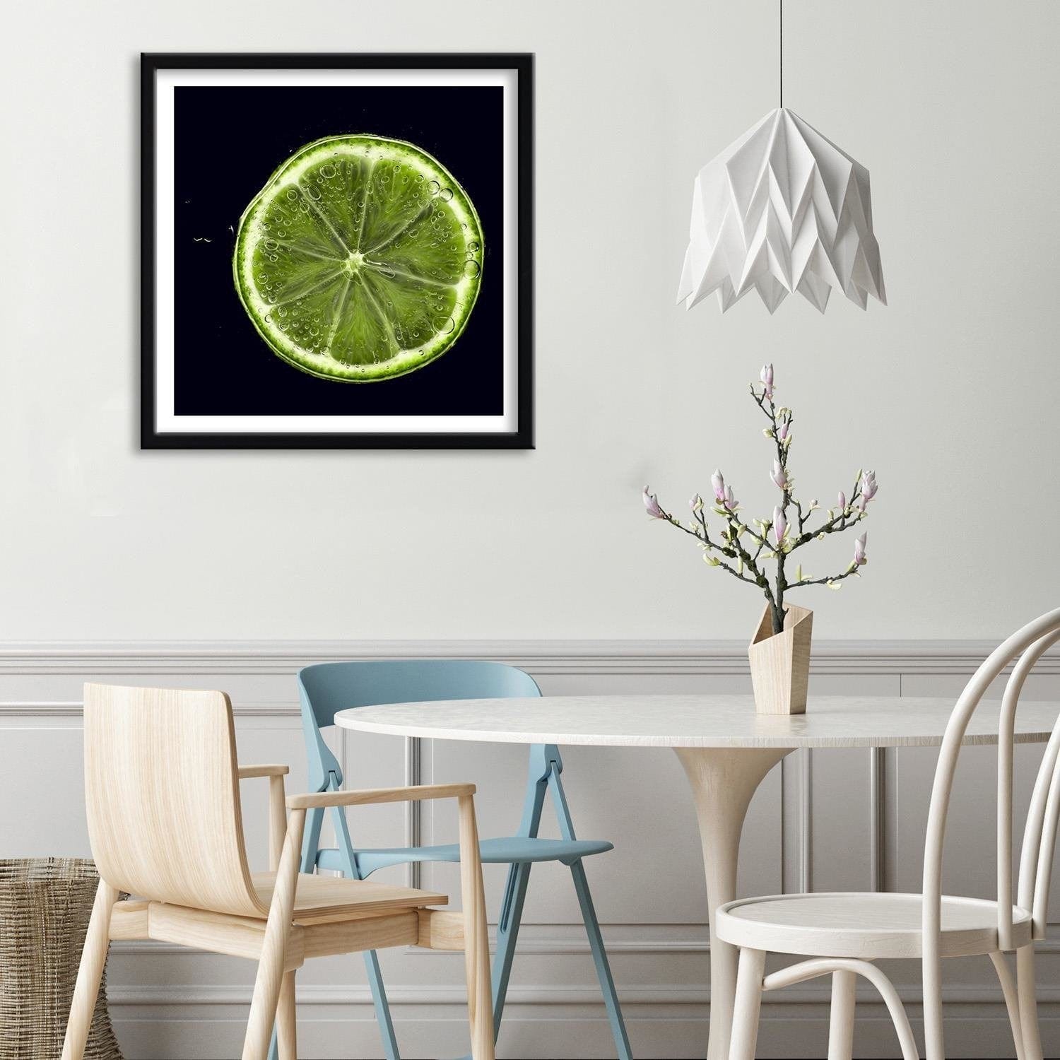 Glezna melnā rāmī - Green Lemon Slice 2  Home Trends