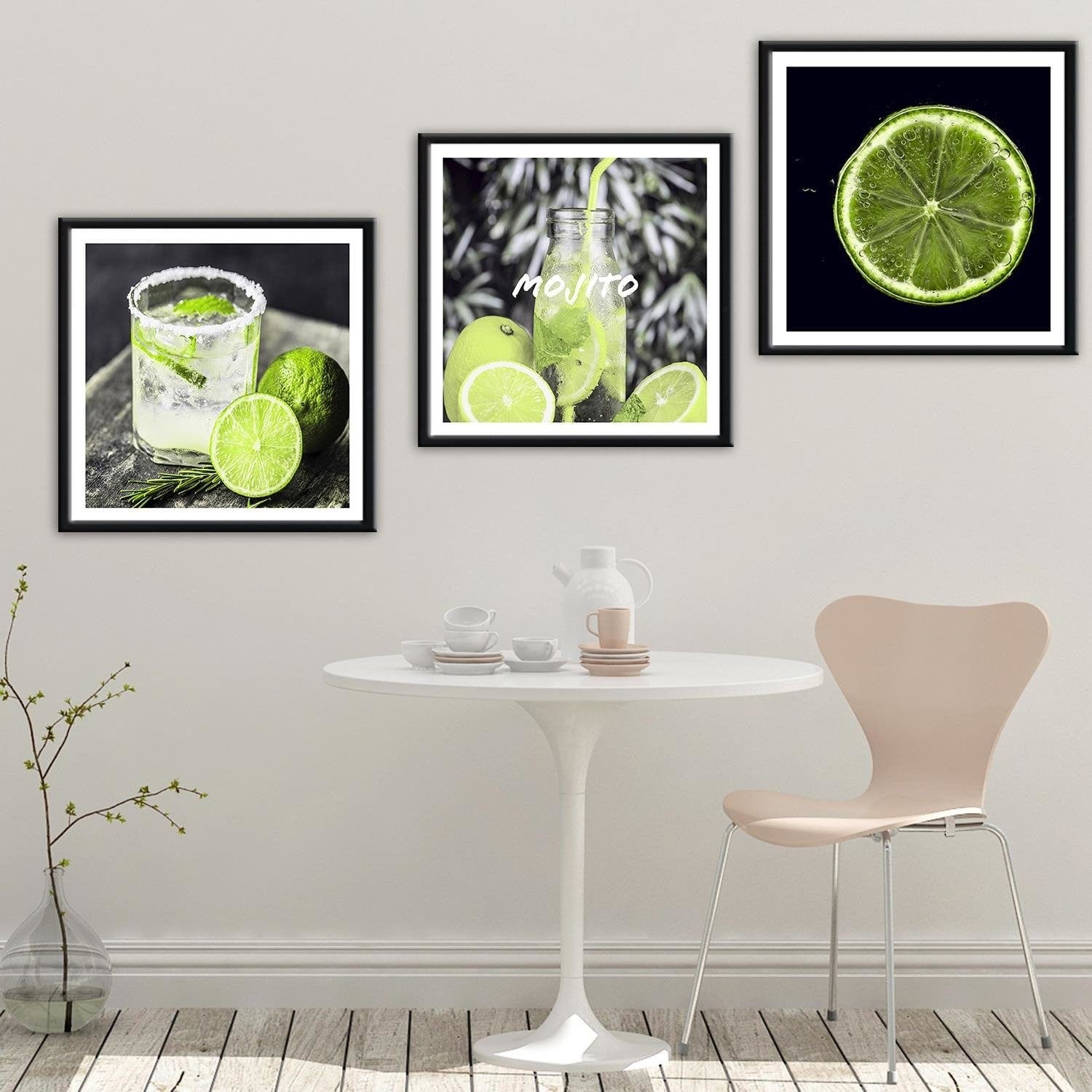Glezna melnā rāmī - Green Lemon Slice 2  Home Trends