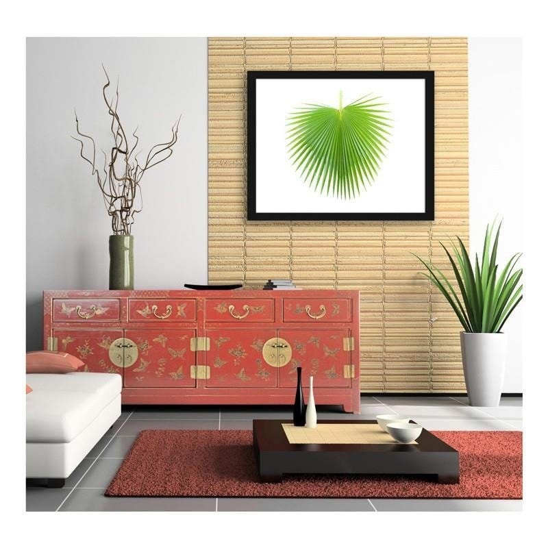 Glezna melnā rāmī - Green palm leaf  Home Trends