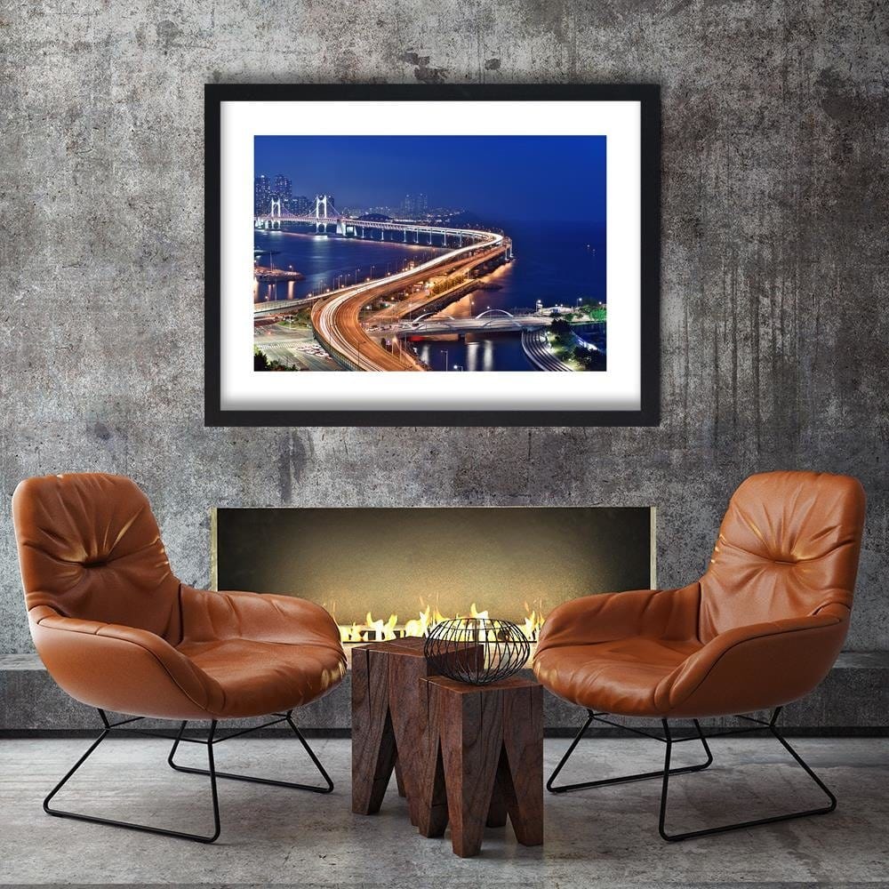 Glezna melnā rāmī - Gwangan Bridge In South Korea  Home Trends
