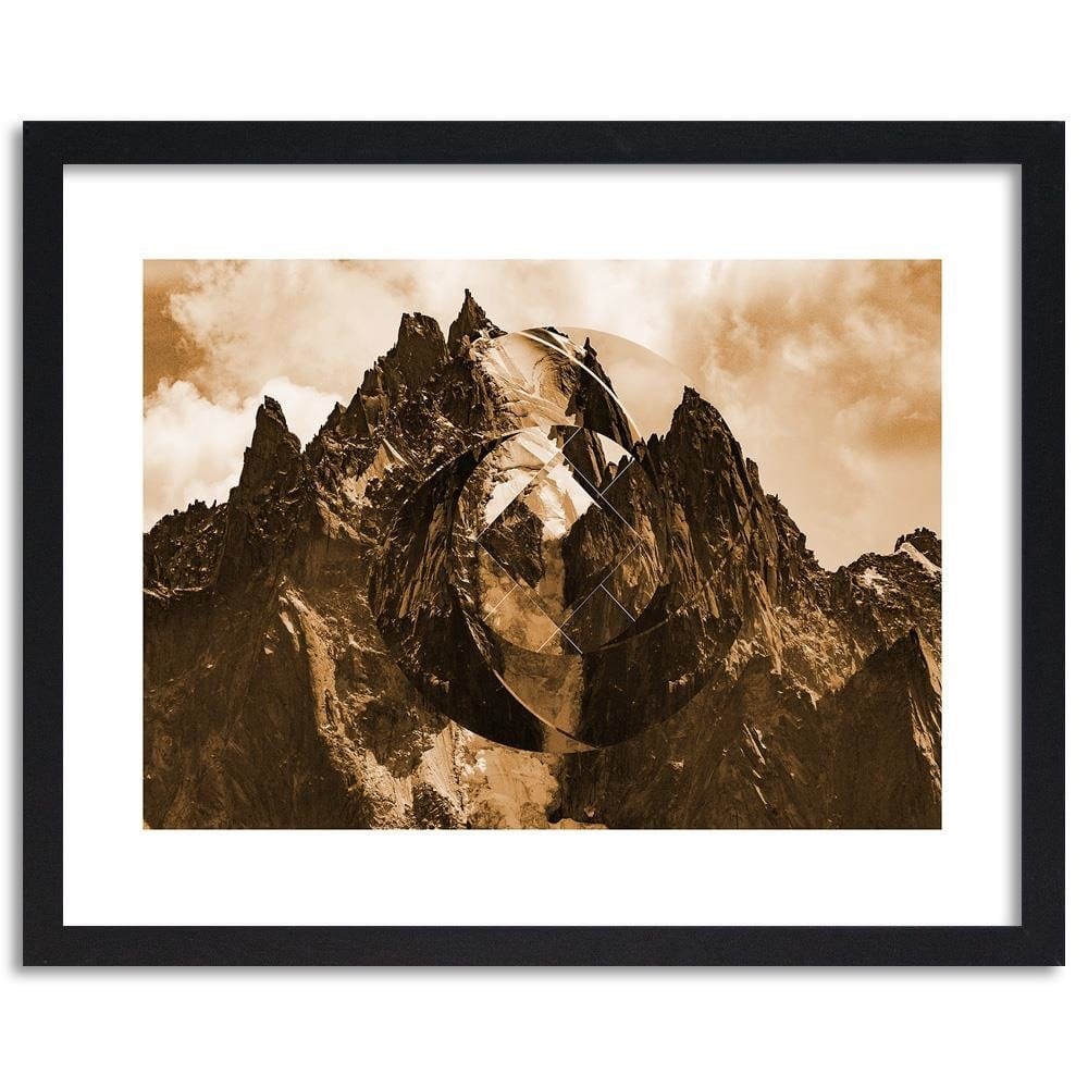 Glezna melnā rāmī - High Mountains With Geometric Figure 2  Home Trends