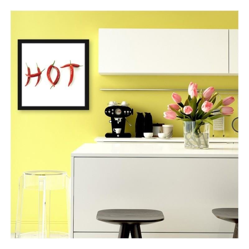 Glezna melnā rāmī - It says hot with chili peppers.  Home Trends