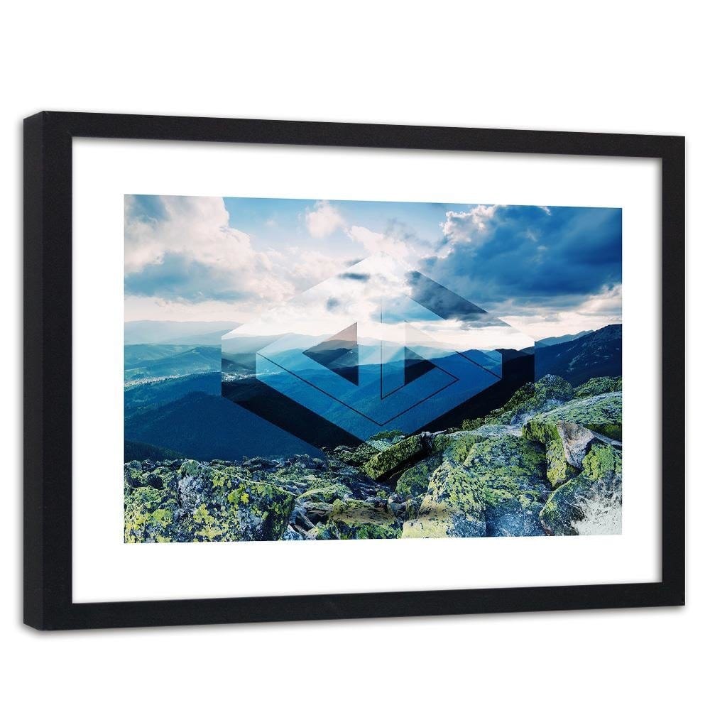 Glezna melnā rāmī - Landscape With Geometric Figure 1  Home Trends