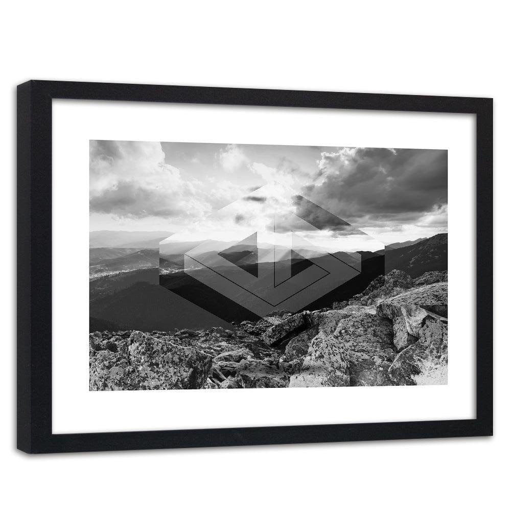Glezna melnā rāmī - Landscape With Geometric Figure 3  Home Trends