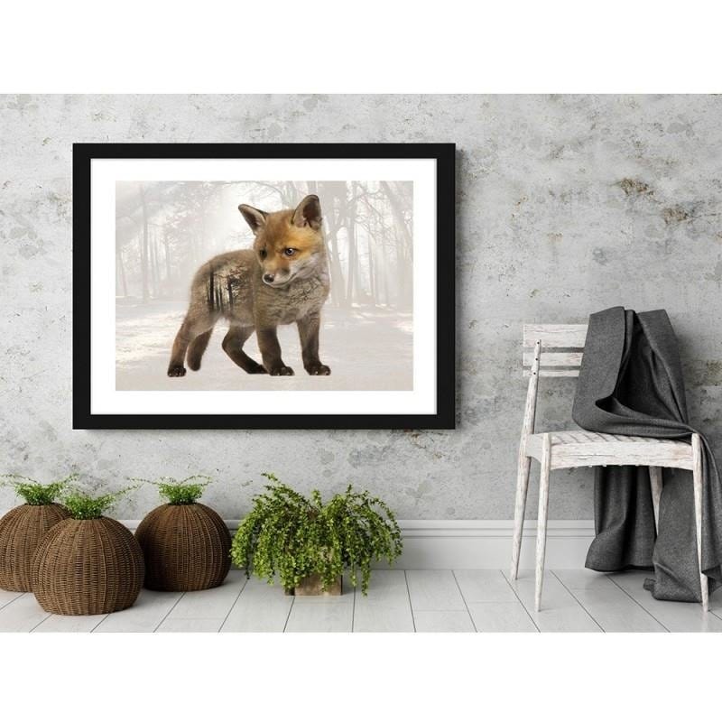 Glezna melnā rāmī - Little fox  Home Trends