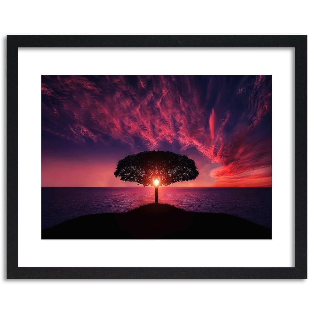 Glezna melnā rāmī - Lonely Tree At Sunset  Home Trends
