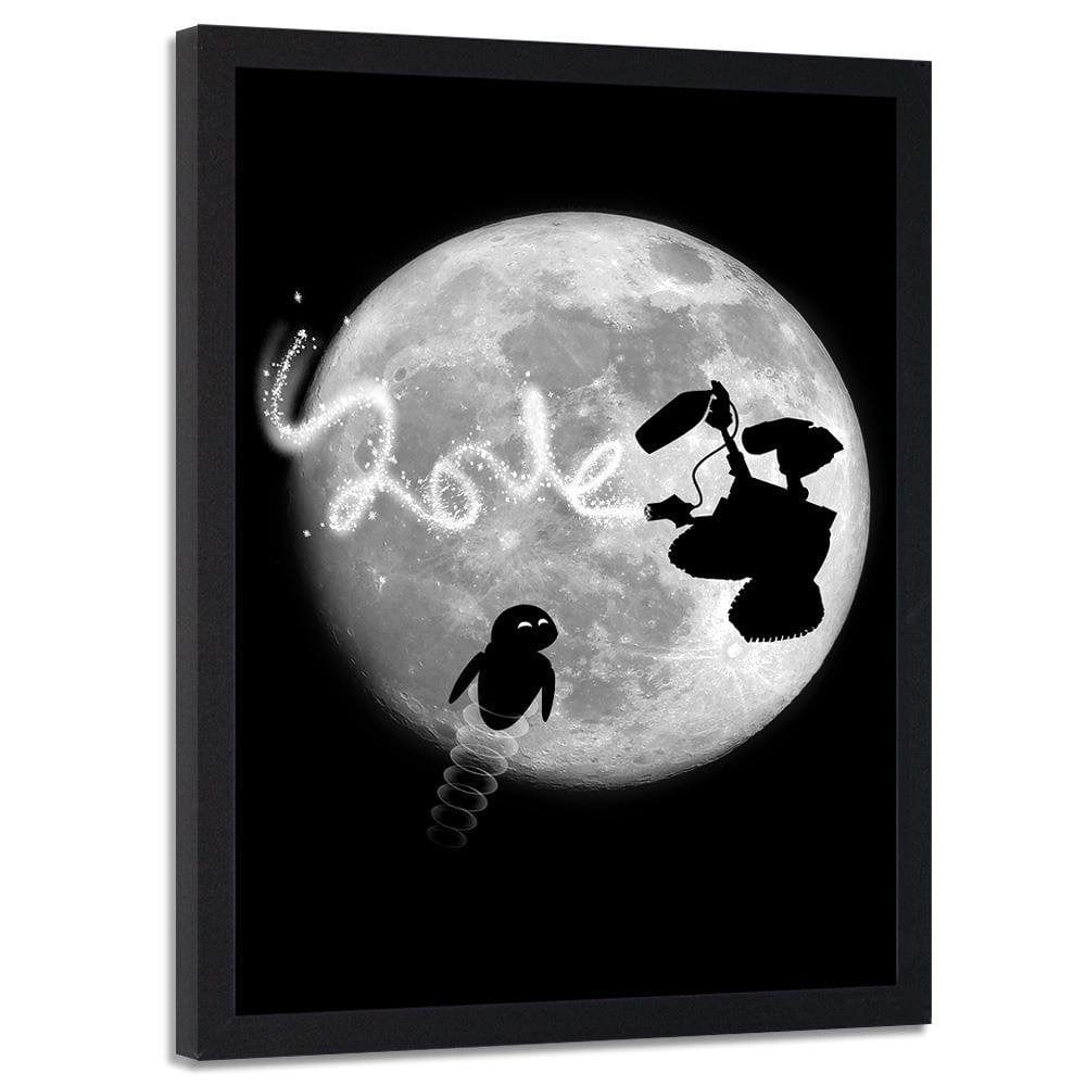 Glezna melnā rāmī - Love Two Robots Grey  Home Trends