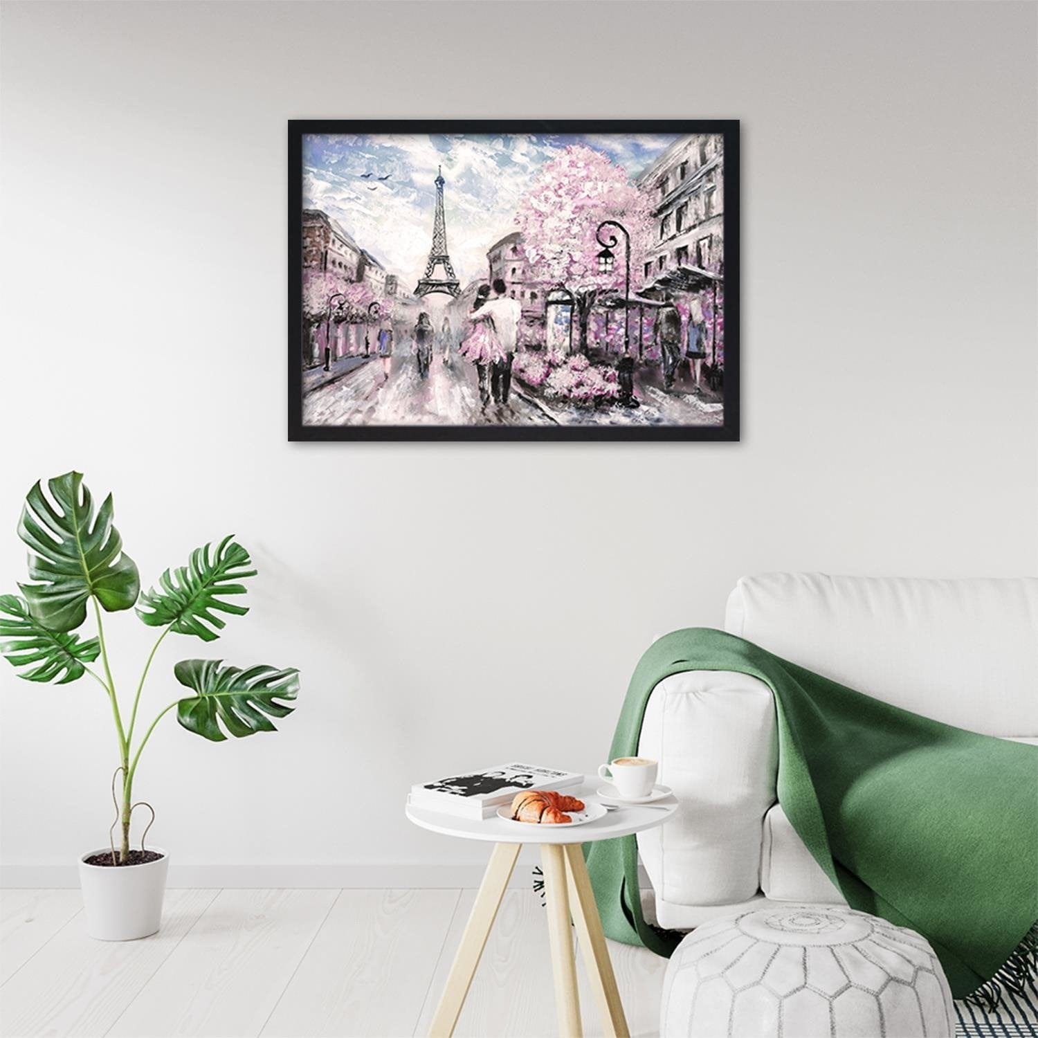 Glezna melnā rāmī - Lovers In The Paris  Home Trends