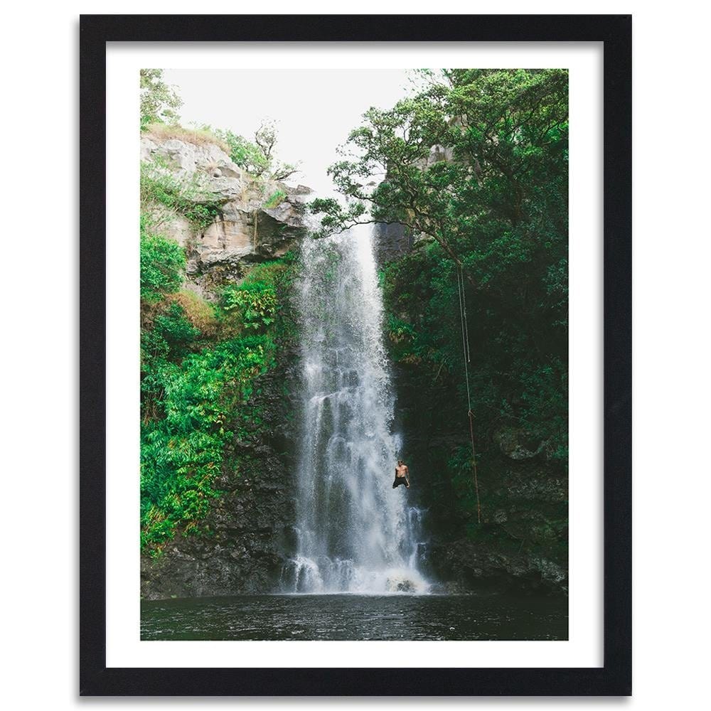 Glezna melnā rāmī - Man Jumping From A Waterfall  Home Trends