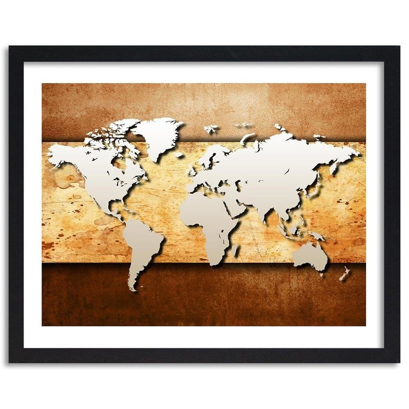 Glezna melnā rāmī - Map Of The World On Board  Home Trends