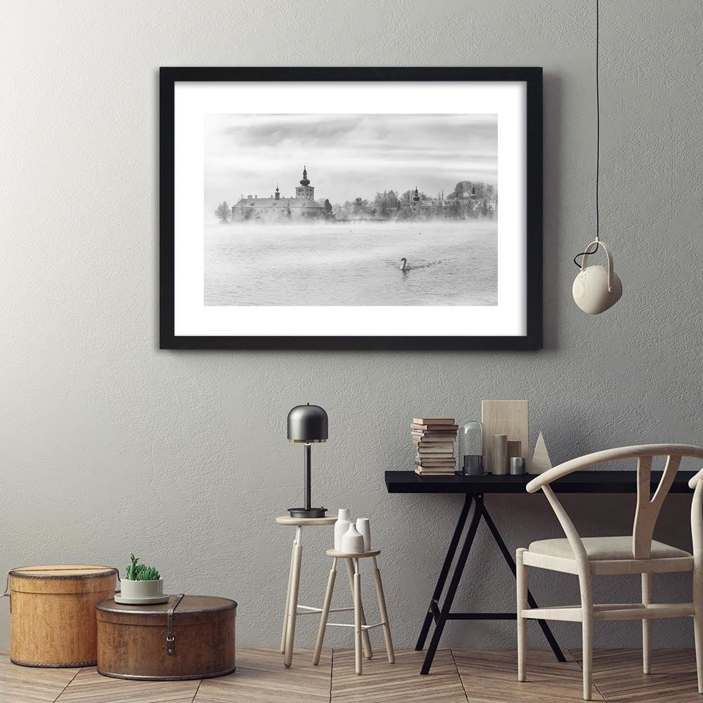 Glezna melnā rāmī - Misty Lake 2  Home Trends