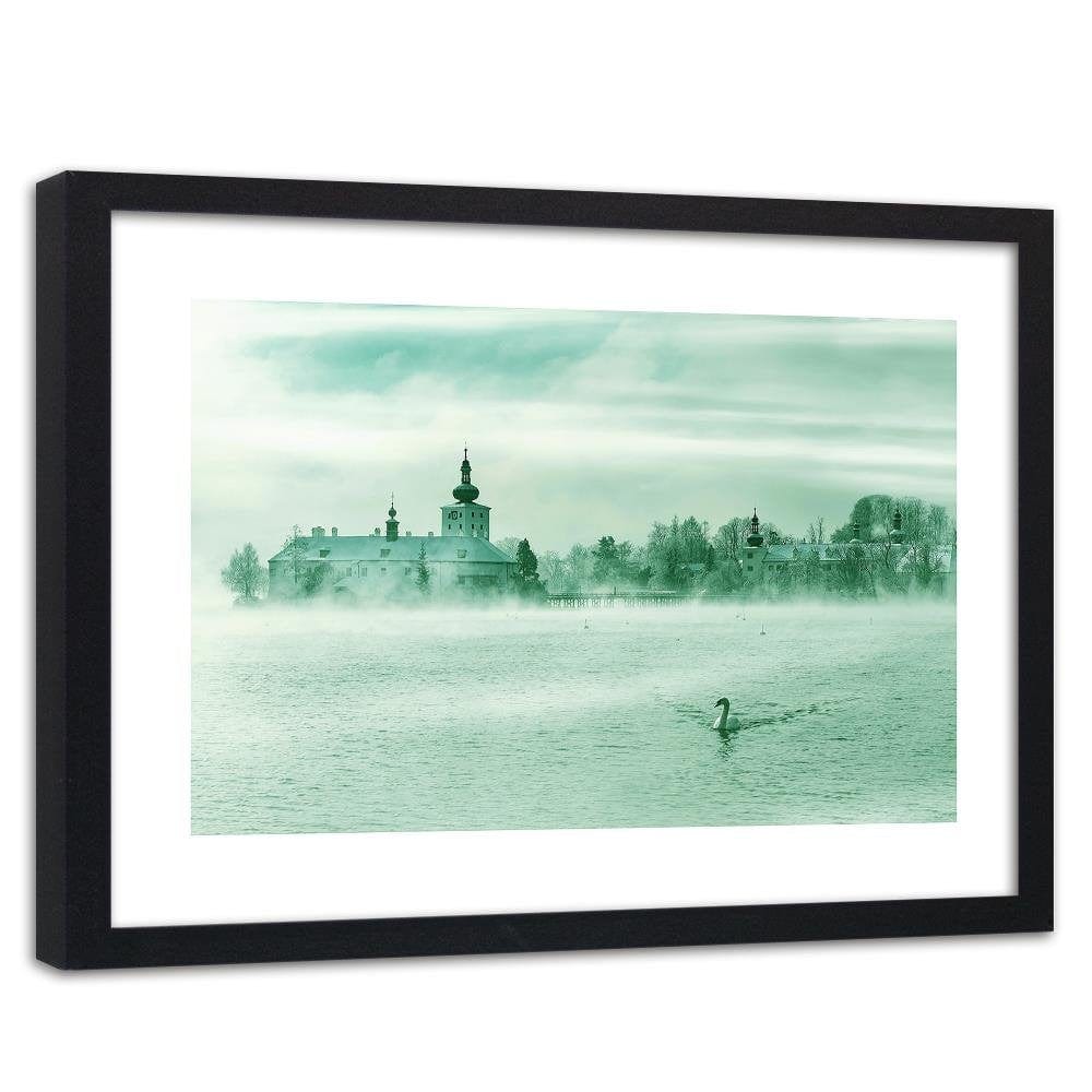 Glezna melnā rāmī - Misty Lake 3  Home Trends