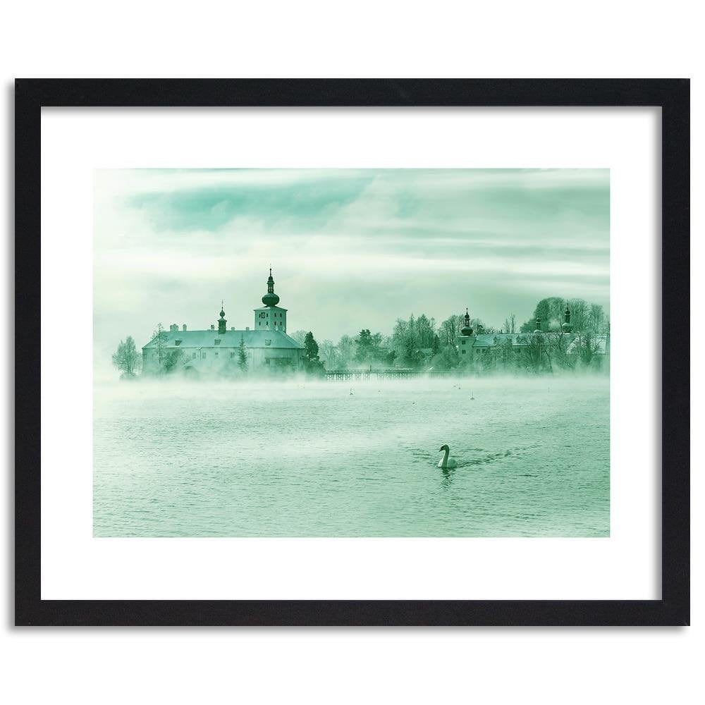 Glezna melnā rāmī - Misty Lake 3  Home Trends