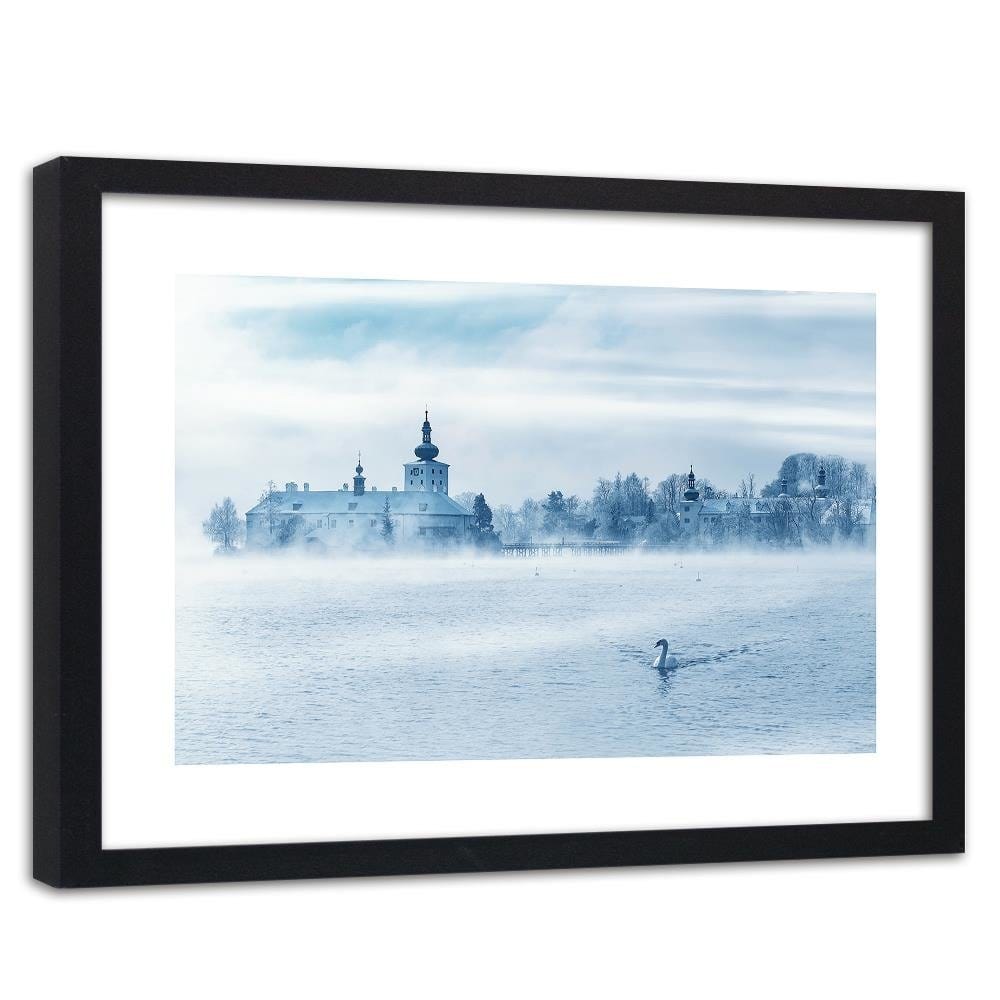 Glezna melnā rāmī - Misty Lake 4  Home Trends