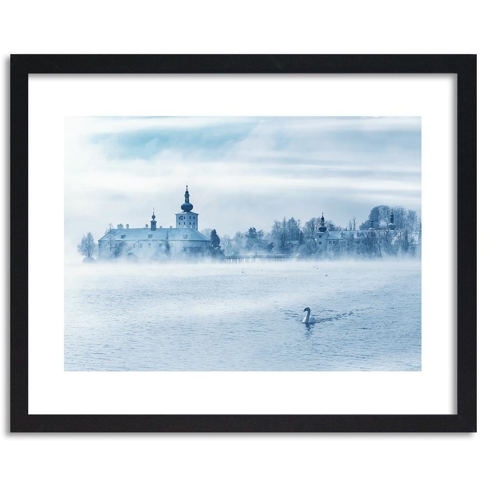 Glezna melnā rāmī - Misty Lake 4  Home Trends
