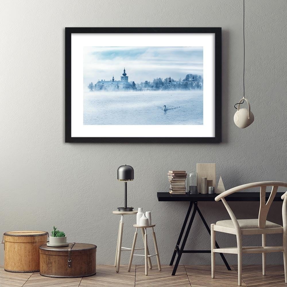 Glezna melnā rāmī - Misty Lake 4  Home Trends