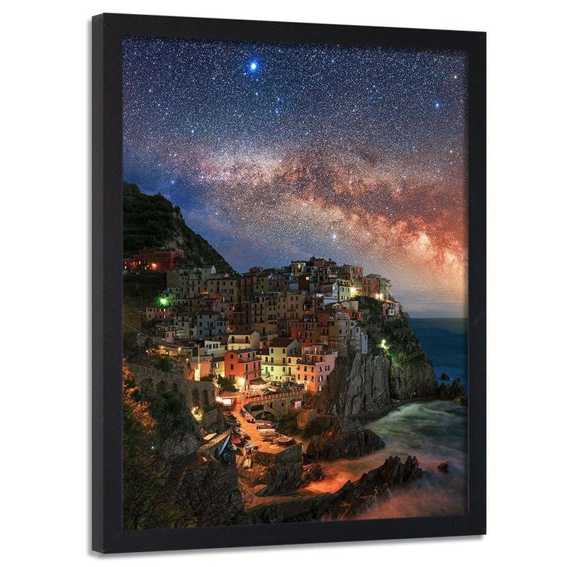 Glezna melnā rāmī - Monterosso At Night  Home Trends