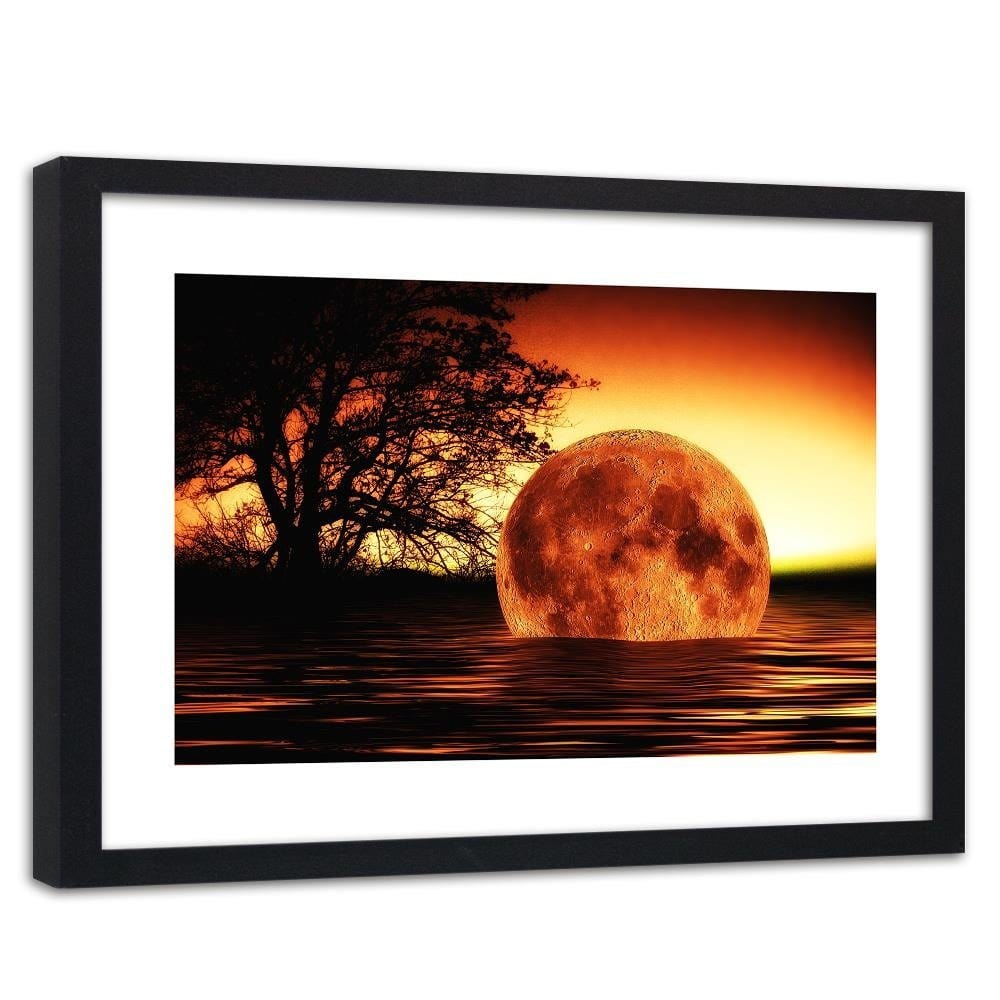 Glezna melnā rāmī - Moon In The Sea  Home Trends