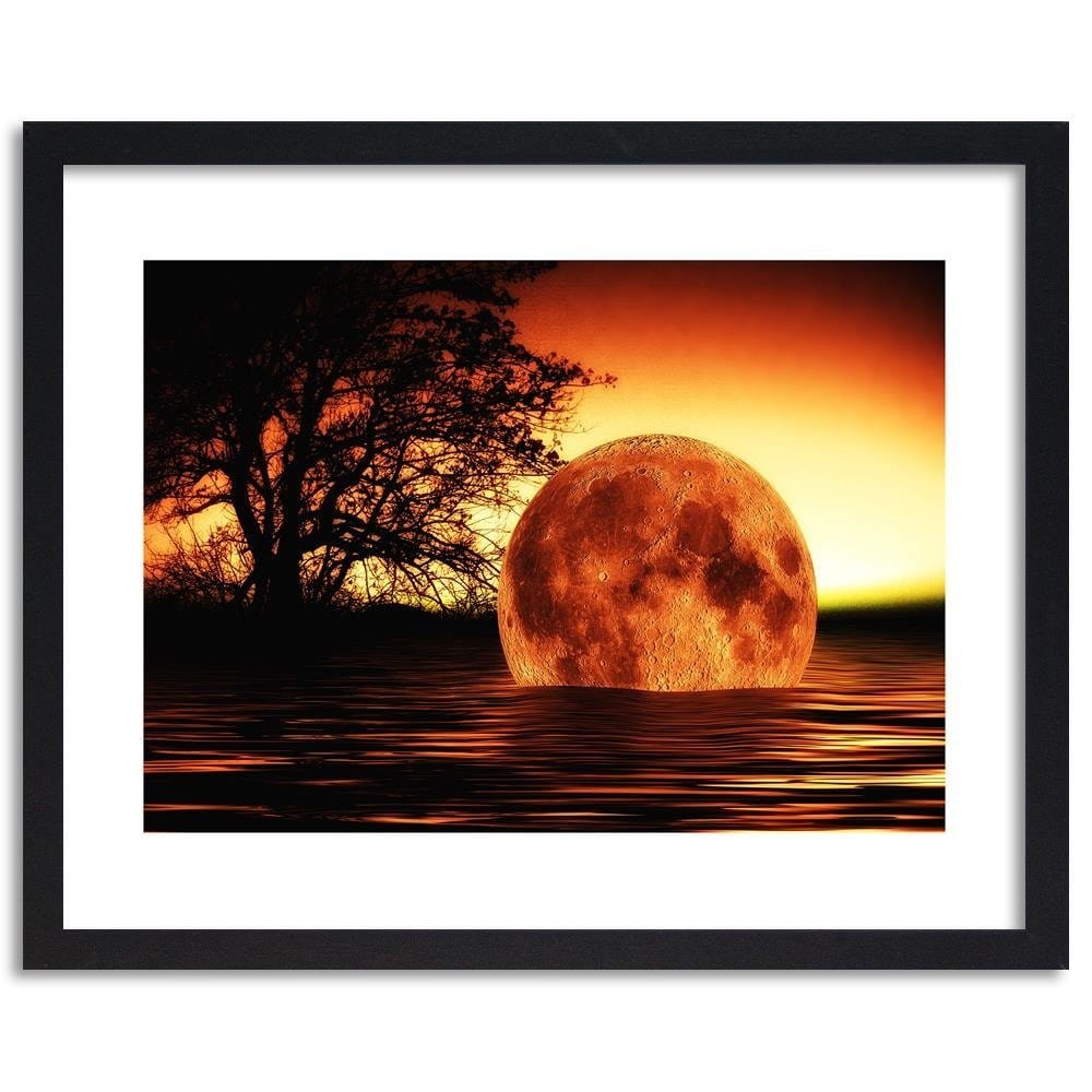 Glezna melnā rāmī - Moon In The Sea  Home Trends