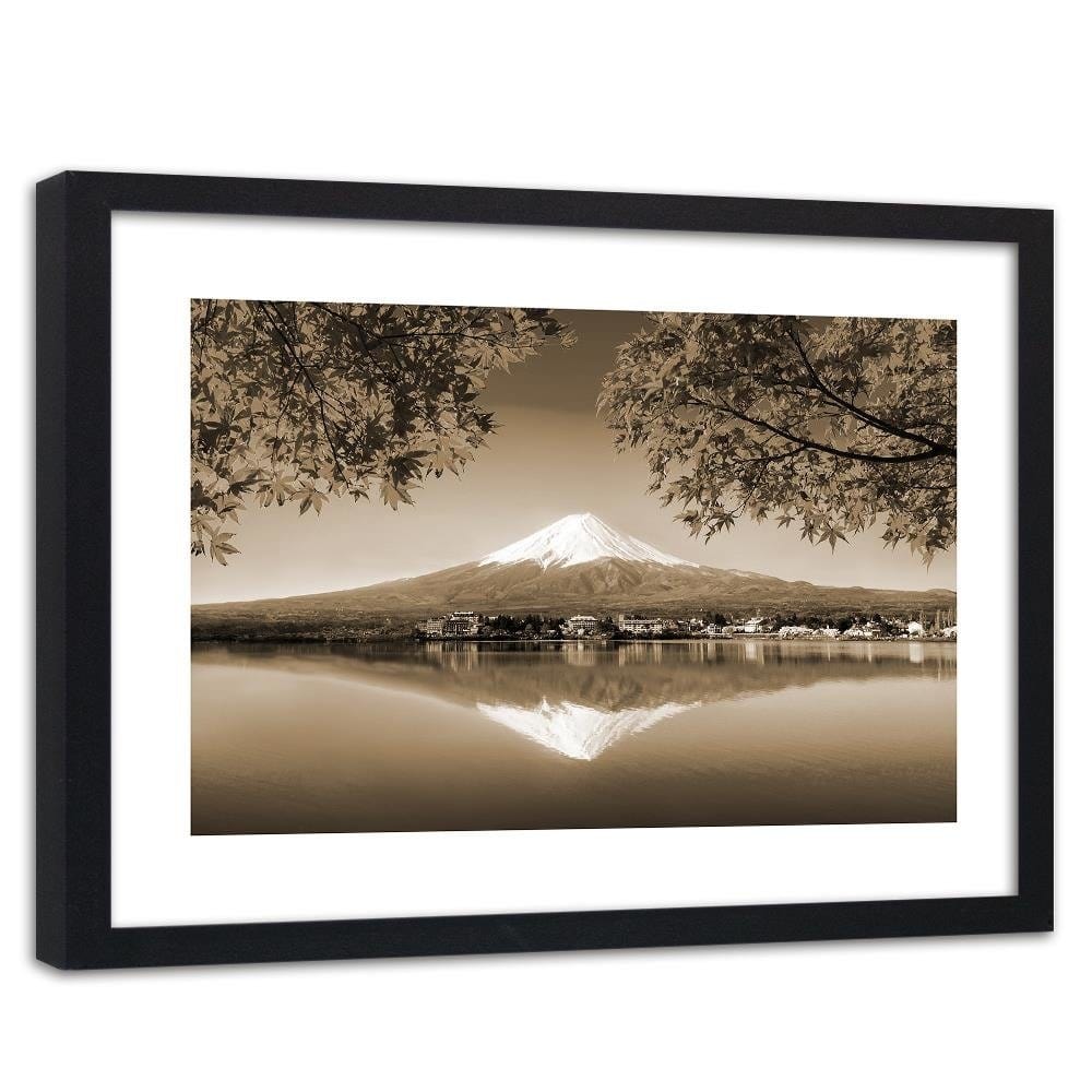 Glezna melnā rāmī - Mount Fuji And Lake 1  Home Trends