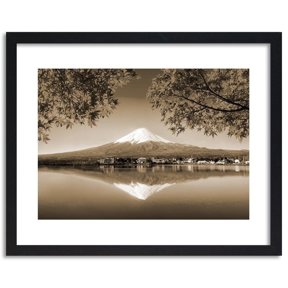 Glezna melnā rāmī - Mount Fuji And Lake 1  Home Trends