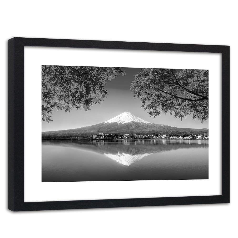 Glezna melnā rāmī - Mount Fuji And Lake 2  Home Trends