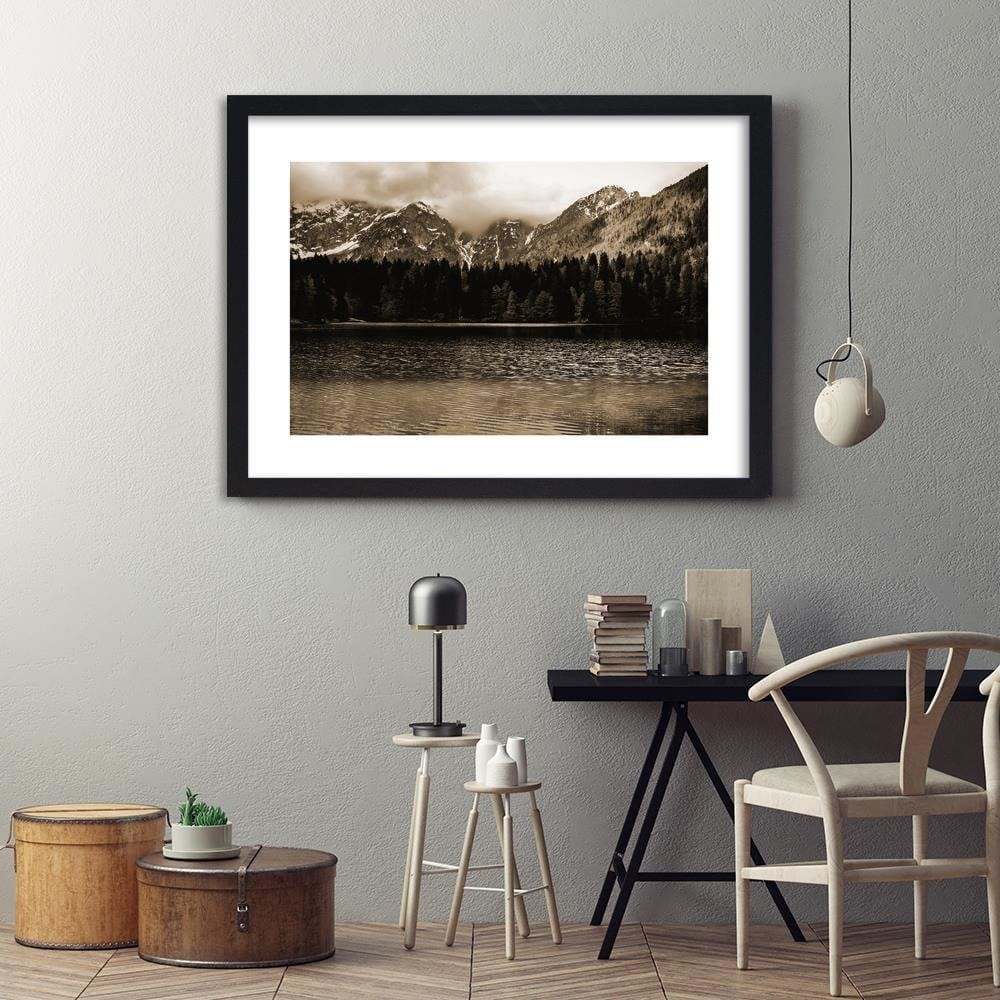 Glezna melnā rāmī - Mountain Lake 1  Home Trends