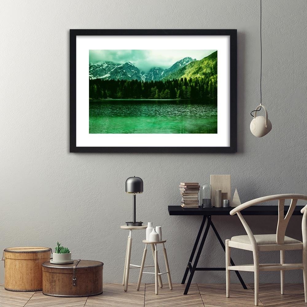 Glezna melnā rāmī - Mountain Lake 4  Home Trends