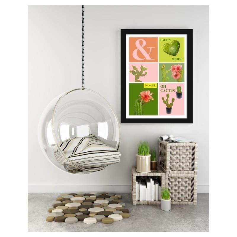 Glezna melnā rāmī - Oh cactus  Home Trends