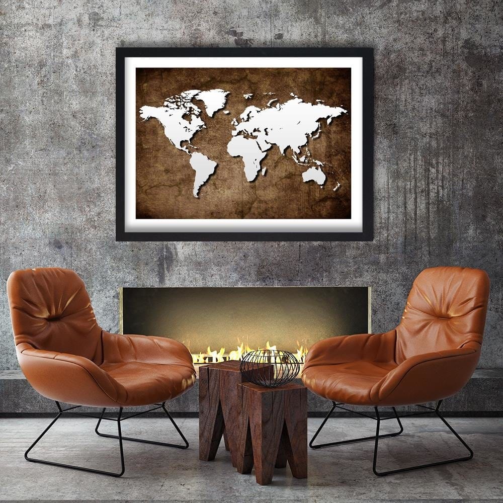 Glezna melnā rāmī - Old World Map  Home Trends