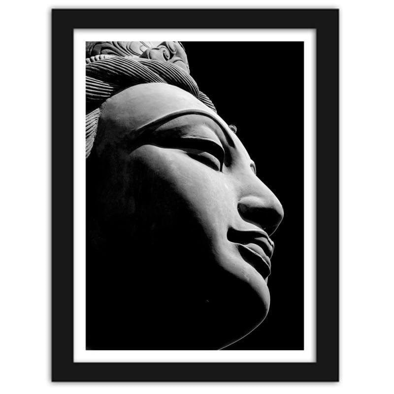 Glezna melnā rāmī - Oriental statue in black and white 2  Home Trends