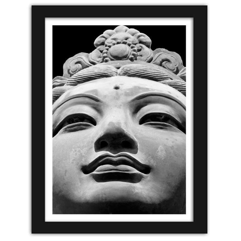 Glezna melnā rāmī - Oriental statue in black and white  Home Trends