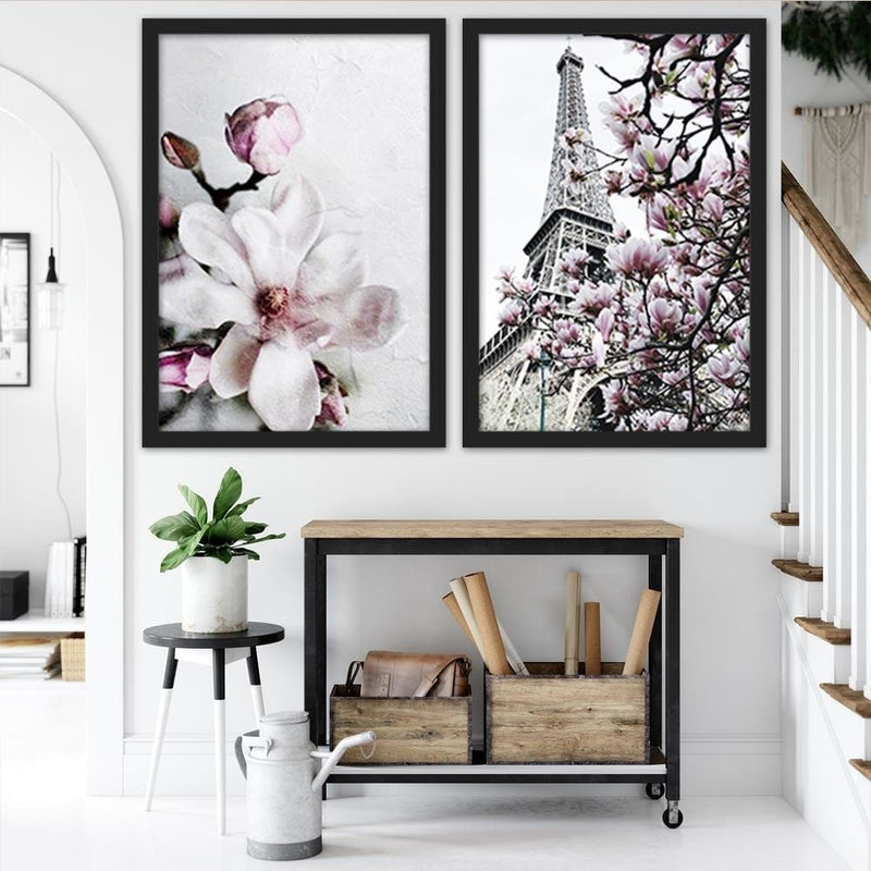 Glezna melnā rāmī - Paris Magnolias  Home Trends