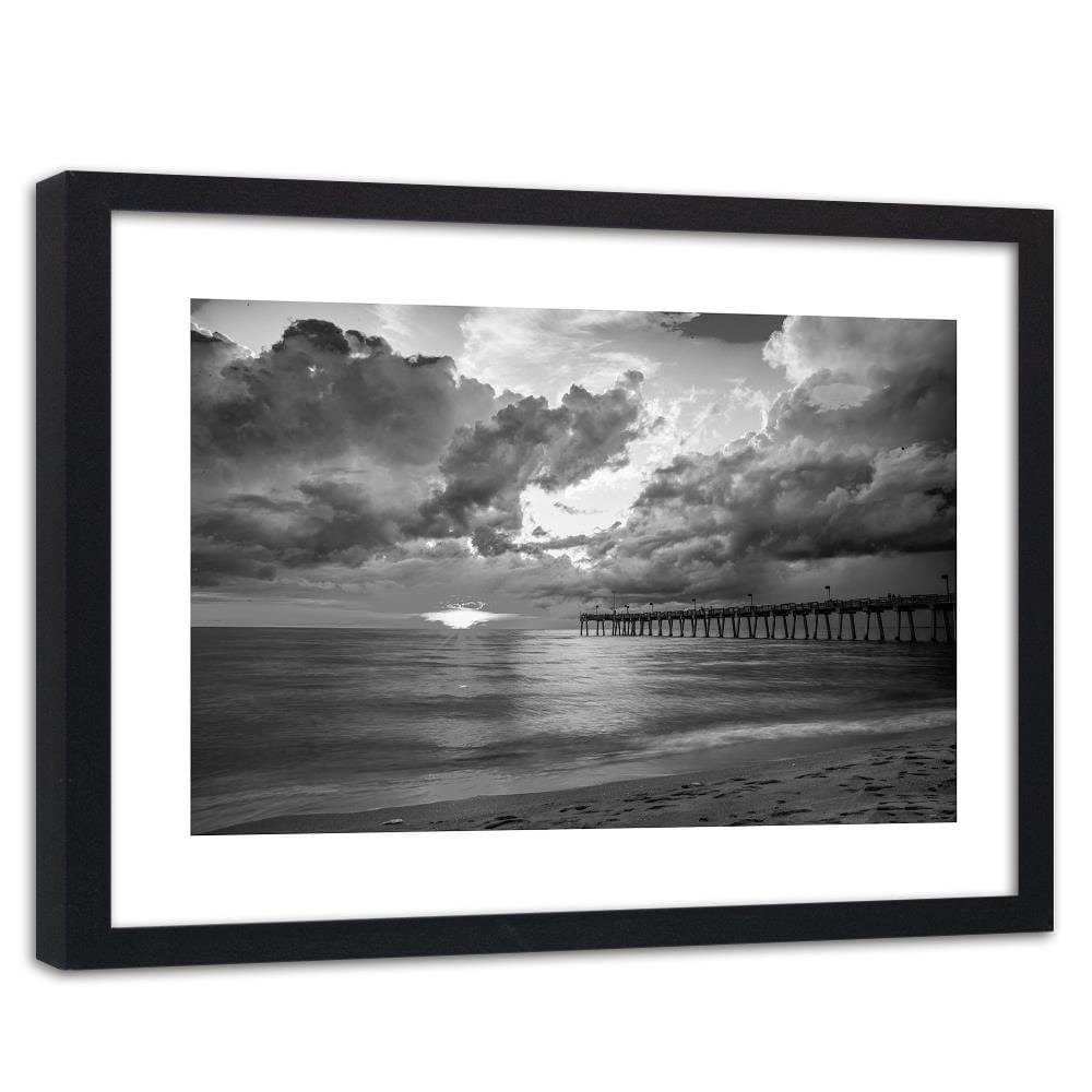 Glezna melnā rāmī - Pier And Sunset 2  Home Trends