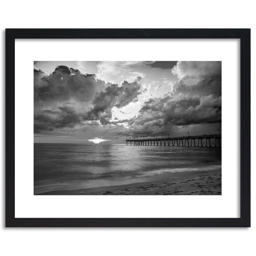 Glezna melnā rāmī - Pier And Sunset 2  Home Trends