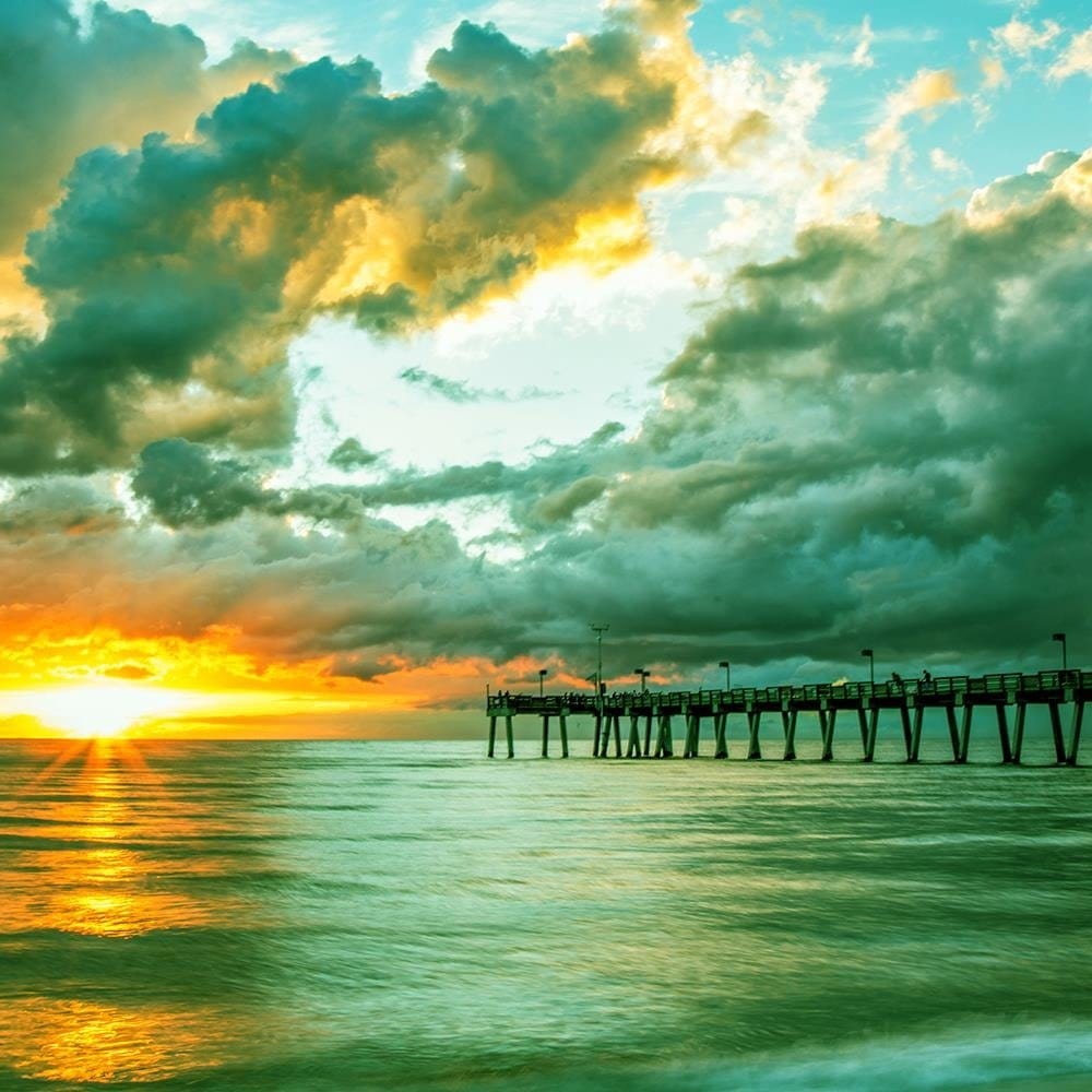 Glezna melnā rāmī - Pier And Sunset 3  Home Trends